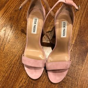 Pink Suede Chunky Heels